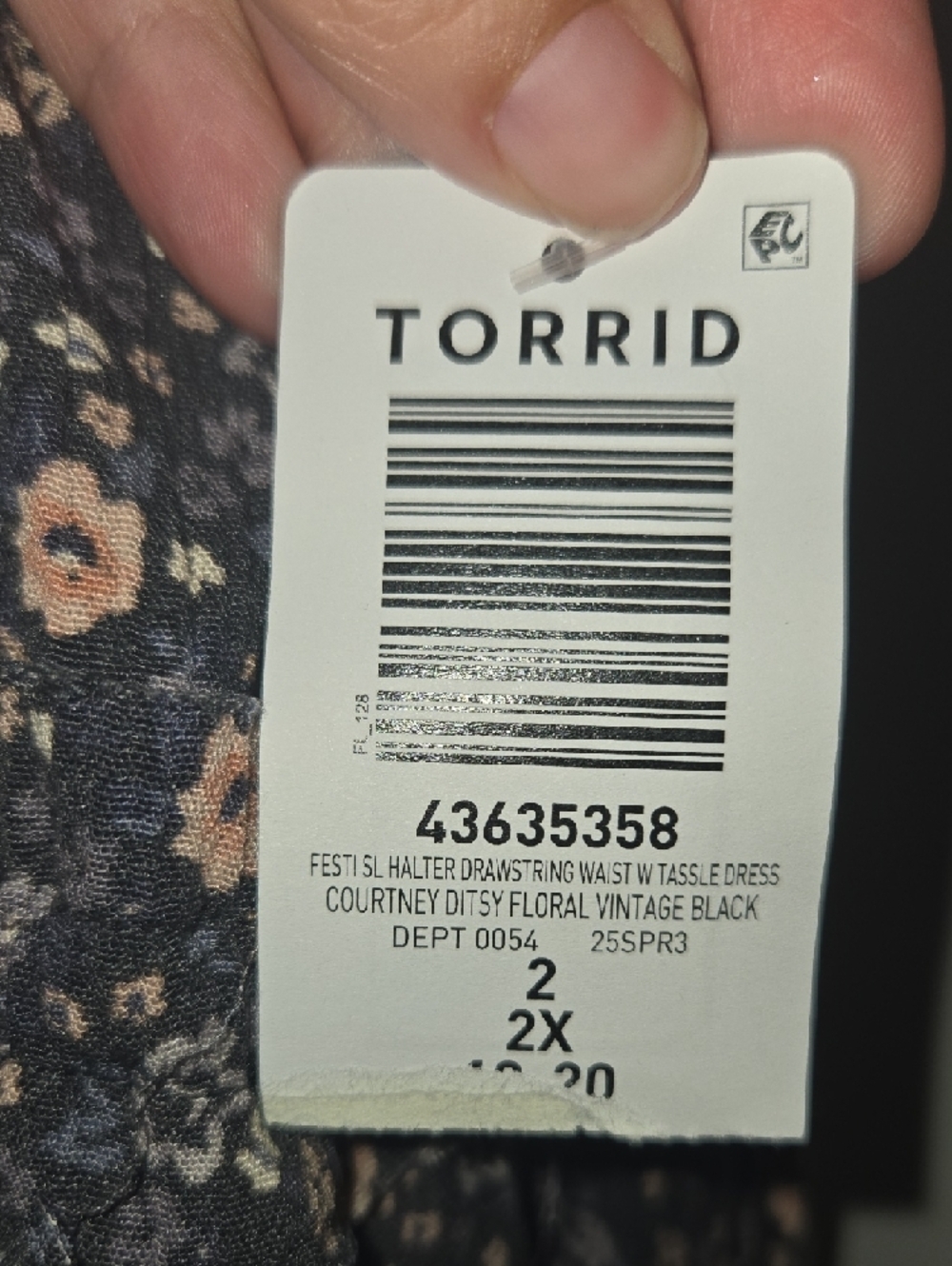 torrid Festi Charcoal Floral Halter Tiered Mini Dress - Picture 4 of 5